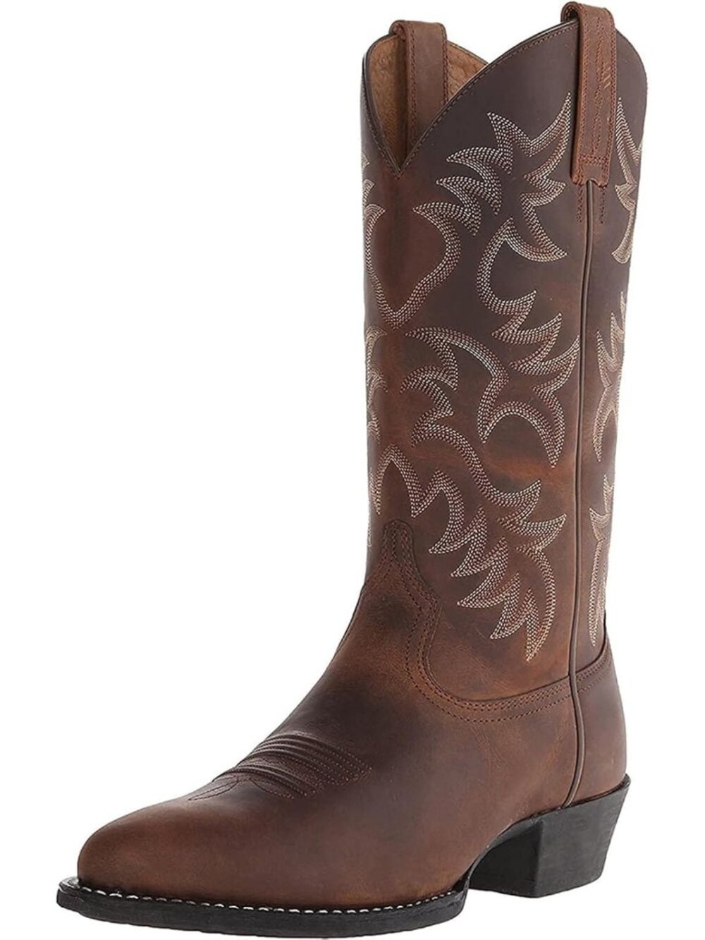 Men’s Brown Cowboy Boots Wide Calf Knee High Embroidered Pointed Toe Western